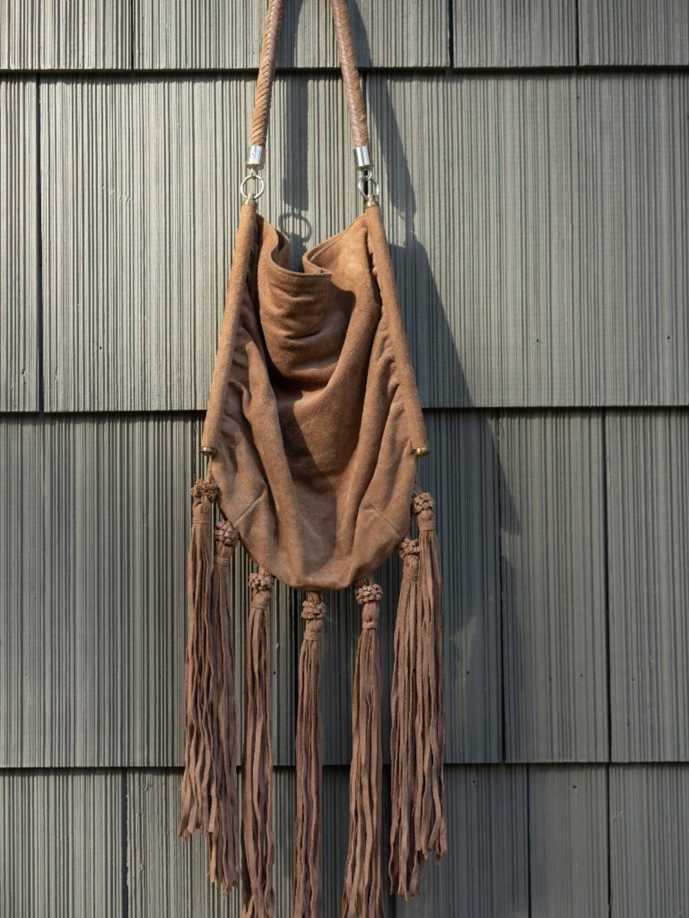 Reiss Suede Fringe Hobo Bag